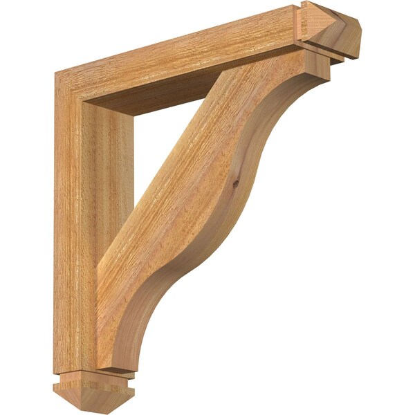 Ekena Millwork Funston Arts and Crafts Rough Sawn Bracket w/ Offset Brace, Western Red Cedar, 4"W x 18"D x 18"H BKT0402X18X18FST03RWR - main